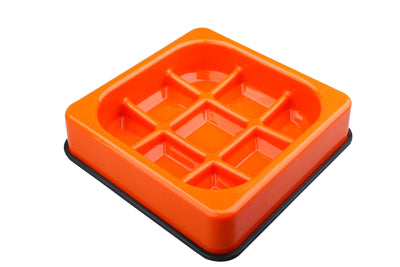 M-PETS Waffle - Slow Feed Bowl Checkered Orange