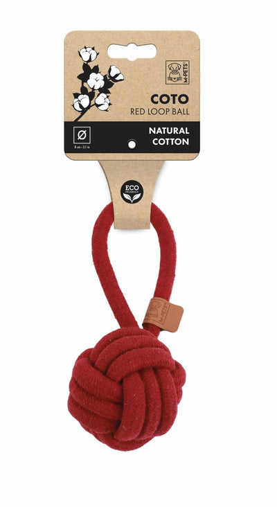 M-PETS Coto Eco Rope Dog Toys Red Loop Ball 8 Cm