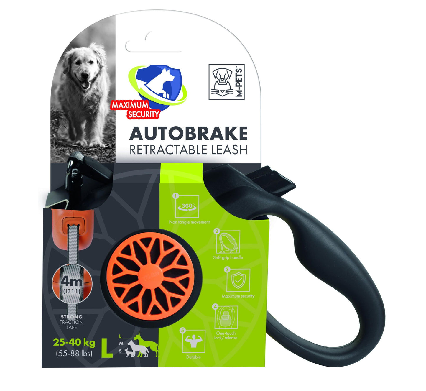 M-PETS Autobrake Retractable Smart Leash - Large