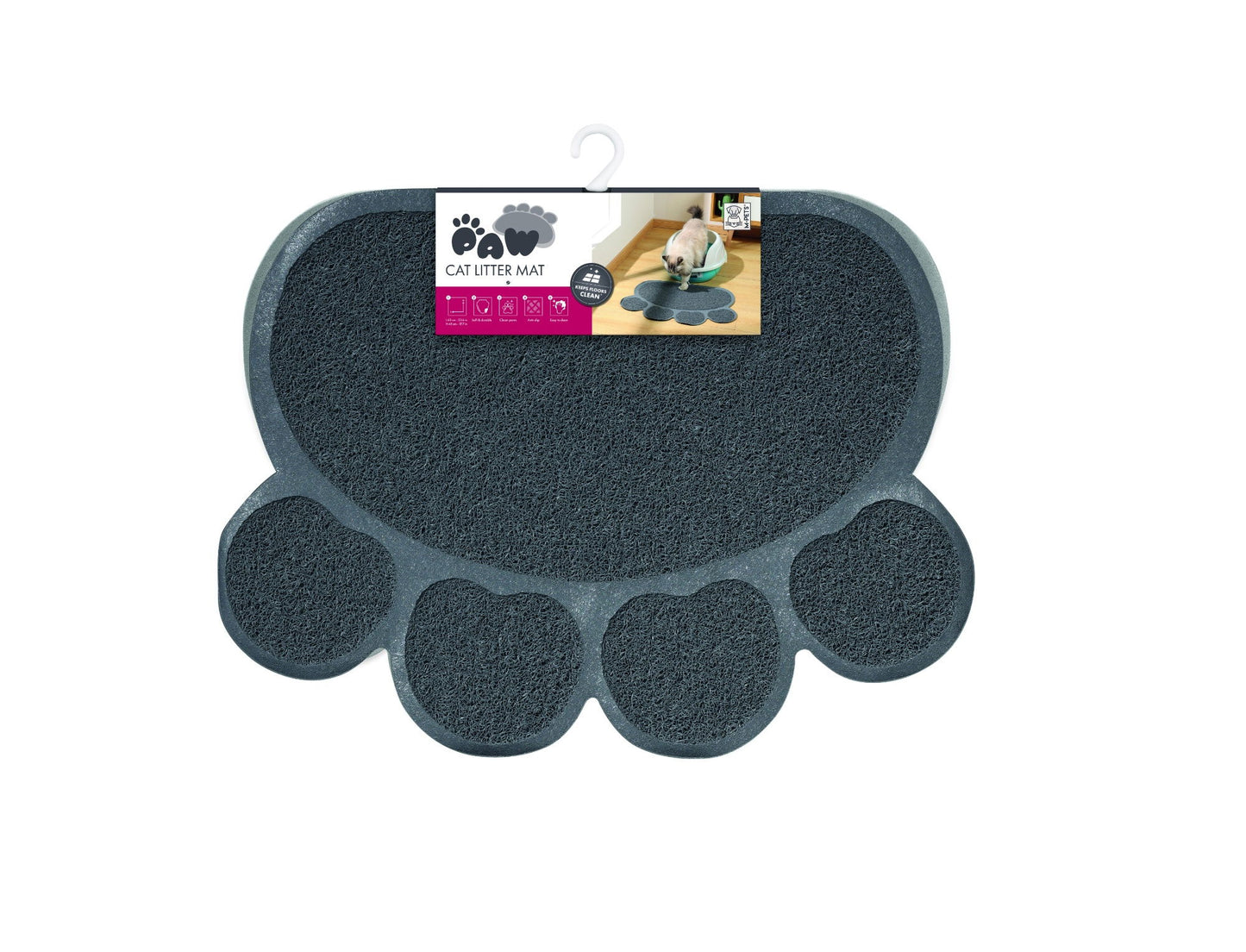 M-PETS Paw Cat Litter Mat Grey
