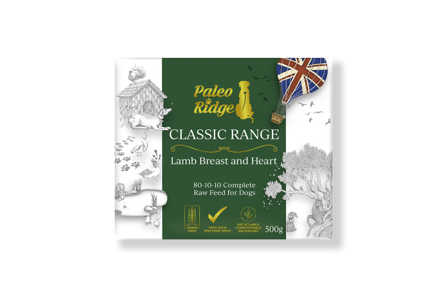 Paleo Ridge Classic Lamb Breast and Heart 500g