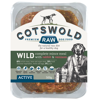 Cotswold Raw Working Dog Active Wild Rabbit and Venison Mince 500g