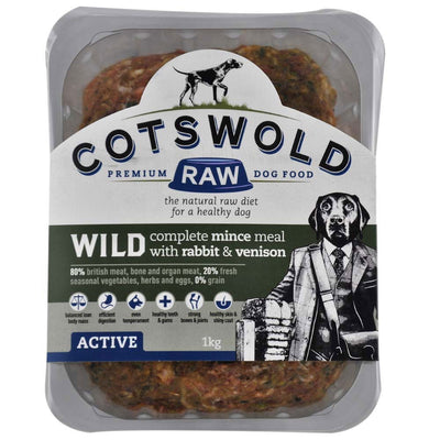 Cotswold Raw Working Dog Active Wild Rabbit and Venison Mince 1kg