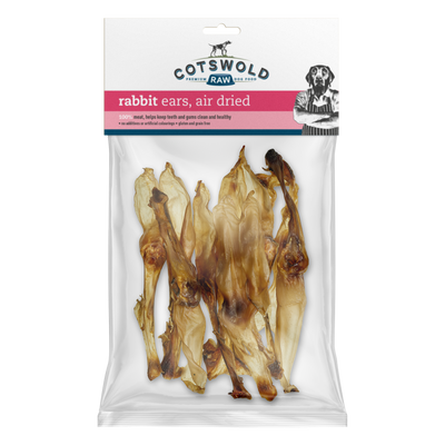 Cotswold Raw Natural Dried Treat Rabbit Ears 100g