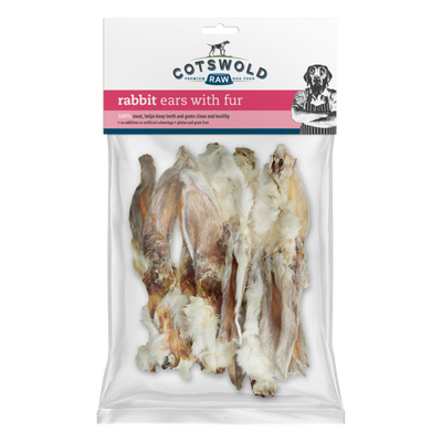 Cotswold Raw Natural Dried Treat Rabbit Ears with Fur 100g