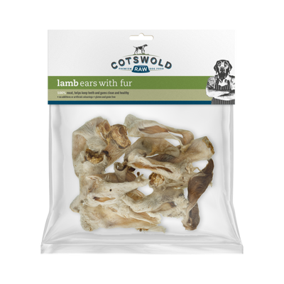 Cotswold Raw Natural Dried Treat Lamb Ears with Fur 150g