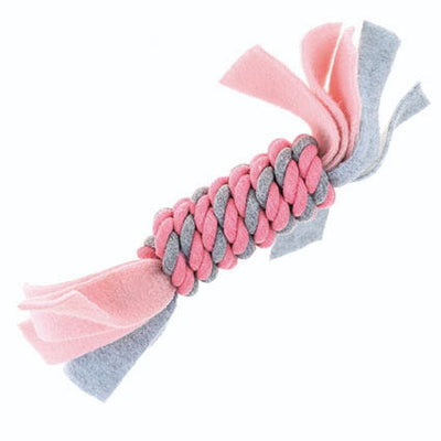 Happy Pet Little Rascals Fleecy Rope Coil Dog Toy - Pink