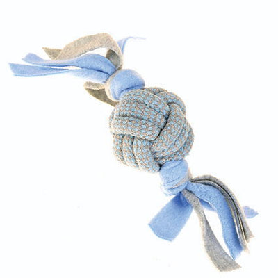 Happy Pet Little Rascals Fleecy Rope Ball Tugger Dog Toy - Blue