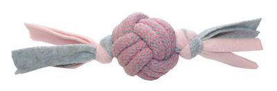 Happy Pet Little Rascals Fleecy Rope Ball Tugger Dog Toy - Pink