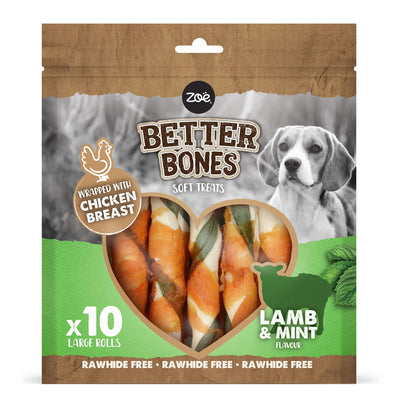 Zoe Better Bones Lamb Mint Wrap Lg Rolls 10pk