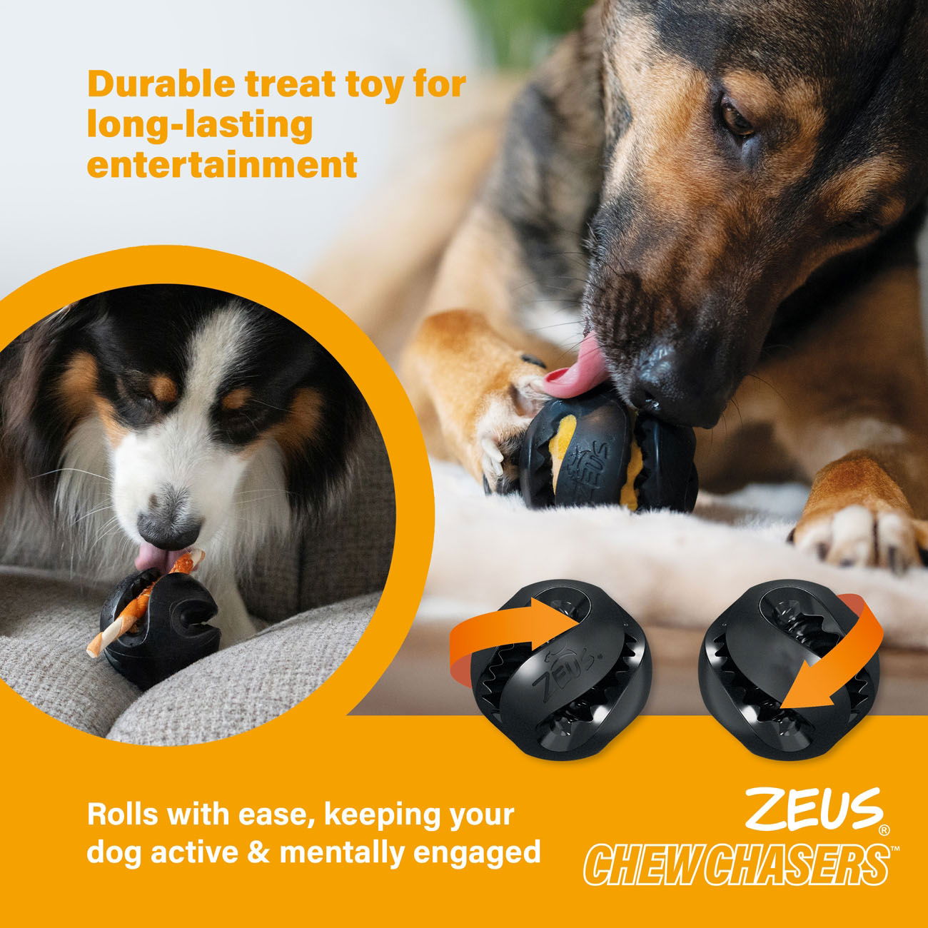 Zeus ChewChasers Treat Ball Black 7.5cm