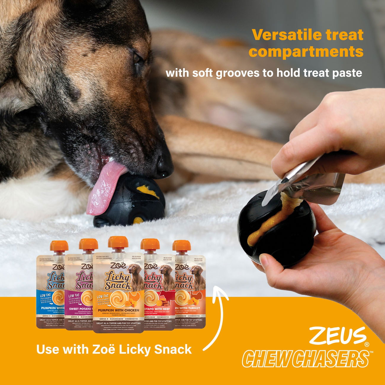 Zeus ChewChasers Treat Ball Black 7.5cm