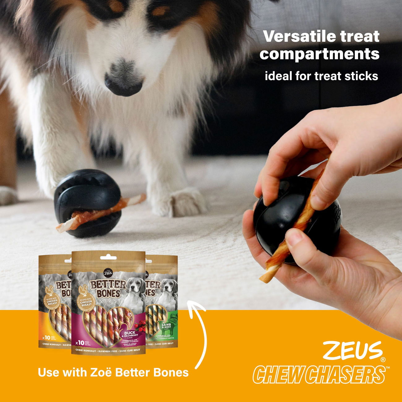 Zeus ChewChasers Treat Ball Black 7.5cm