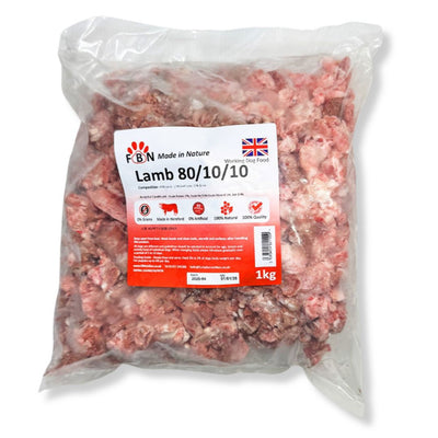 Fur Baby Nutrition Lamb 80-10-10 Frozen Dog Food 1kg