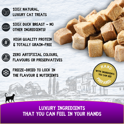 COOKHOUSE Luxury Cat Treats - Freeze Dried - 100% Duck Breast