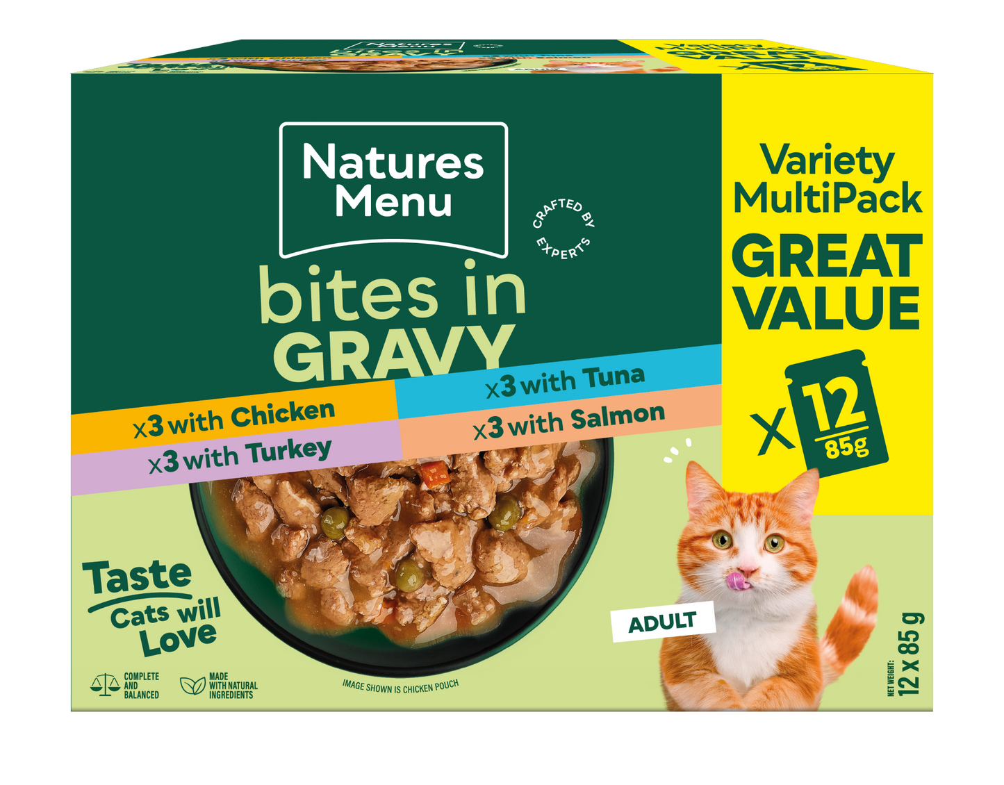 Natures Menu Cat Bites In Gravy Multi 12x85g