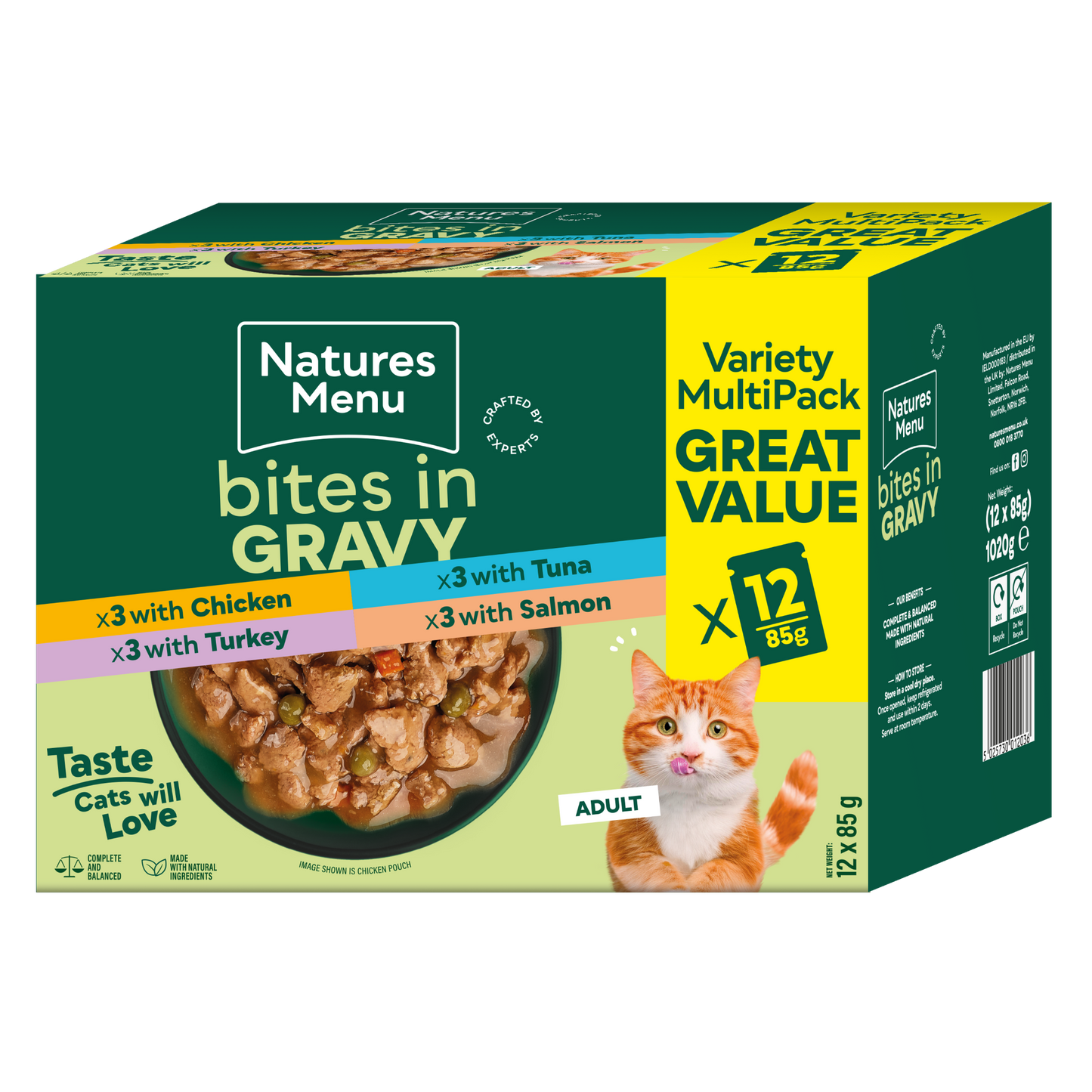 Natures Menu Cat Bites In Gravy Multi 12x85g
