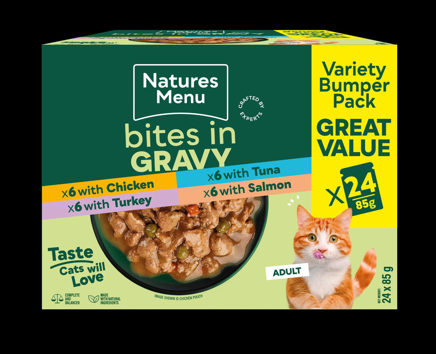 Natures Menu Cat Bites In Gravy Multi 24x85g