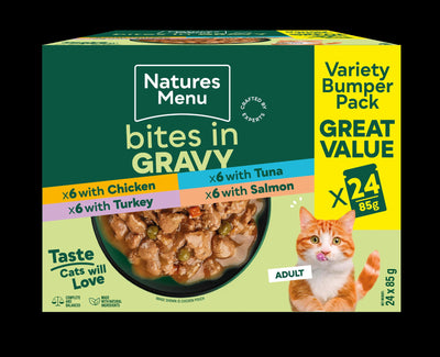 Natures Menu Cat Bites In Gravy Multi 24x85g