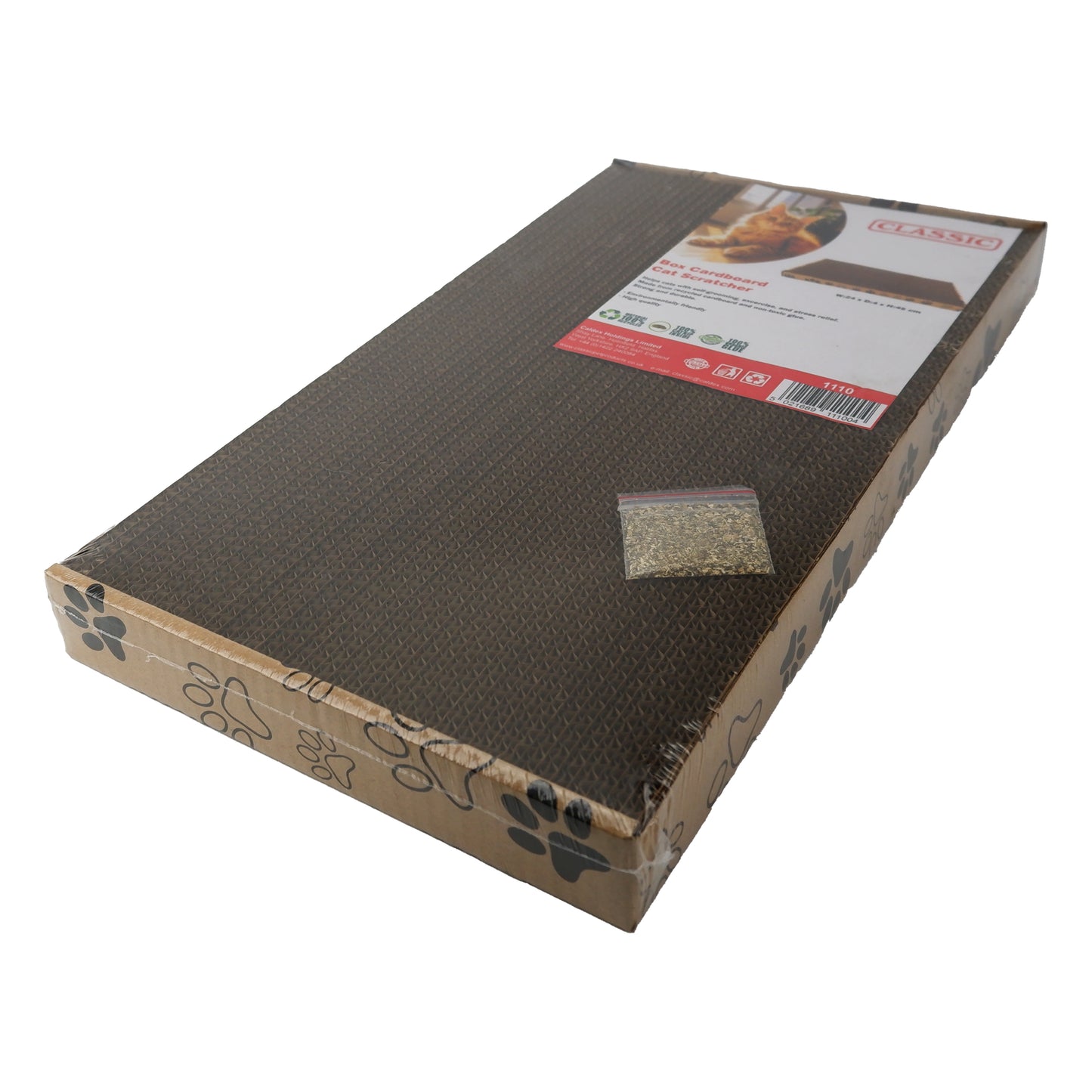 Classic Cardboard Cat Scratcher Box with Catnip