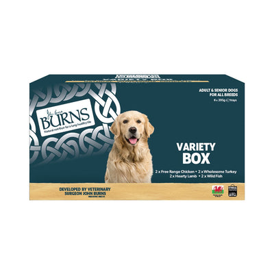 Burns Wet Food Variety Box (2Chicken/2Fish/2Lamb/2Turkey) 395g