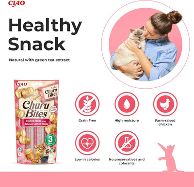 Churu Bites 3 Pack Chicken Recipe wraps Tuna with Salmon Recipe