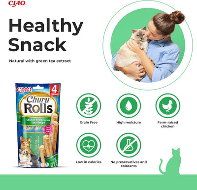 Churu Rolls 4 Pack Chicken Recipe wraps Tuna Recipe