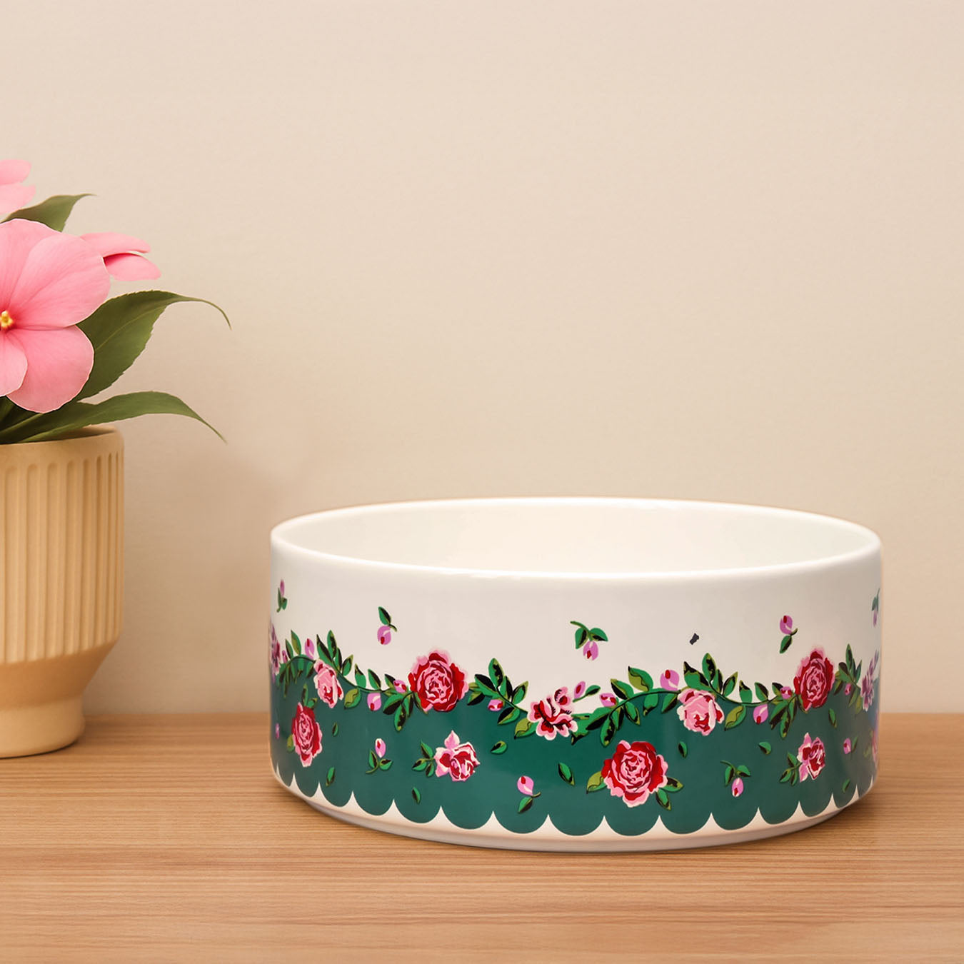 Cath Kidston Dolly Rose Ceramic Pet Bowl Small/Medium