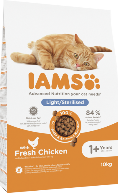 IAMS Advanced Nutrition Light/Sterilised Cat Food with Fresh Chicken 10kg