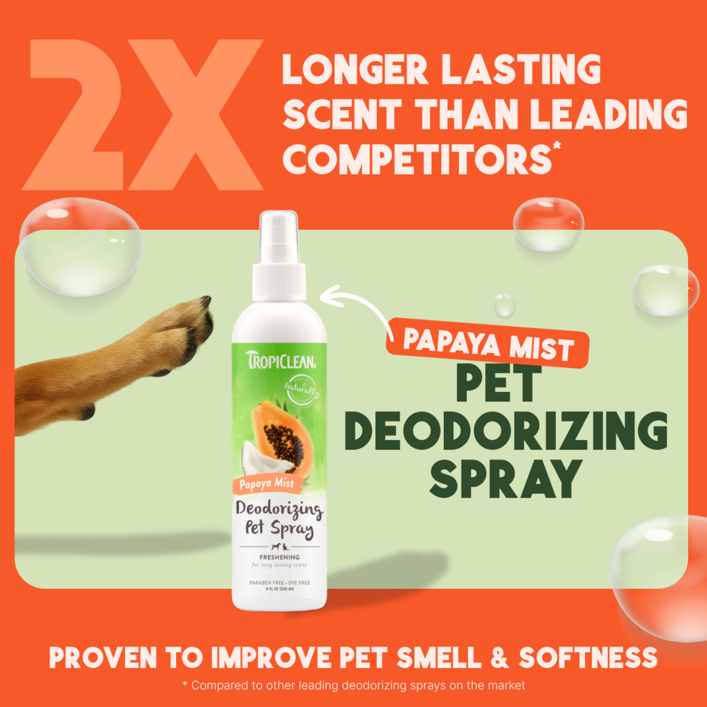 TropiClean Deodorising Spray Papaya & Coconut 236ml