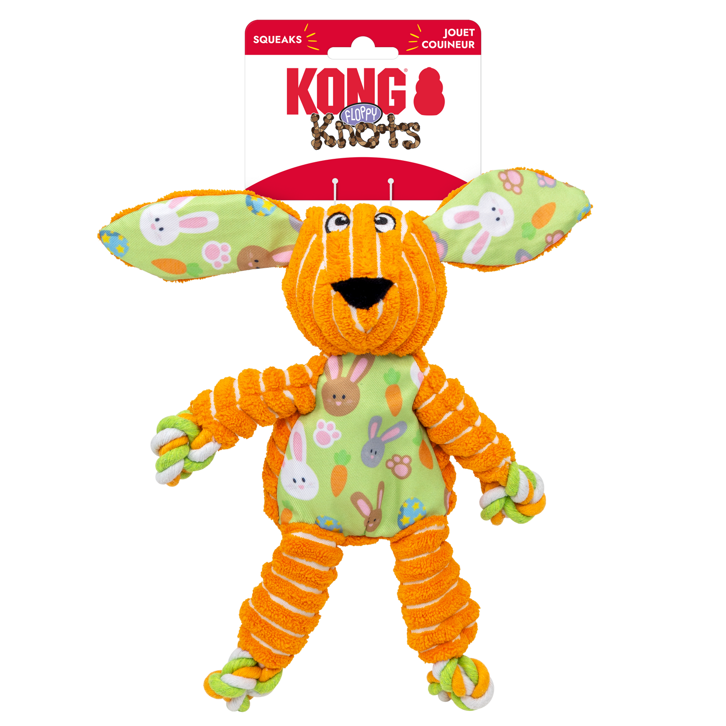 KONG Spring Floppy Knots Bunny Orange Small/Medium