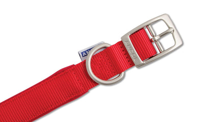 Viva Nylon Padded Buckle Collar Red 25mm X39-48cm Sz 5
