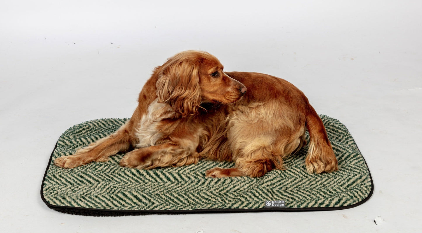Fleece Green Herringbone Blanket Medium