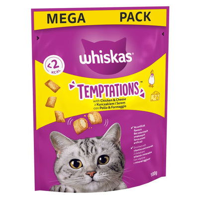 WHISKAS Temptations Adult Cat Treats with Chicken & Cheese 180g