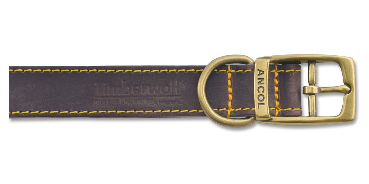 Timberwolf Leather Collar Sable 16mm X28-36cm