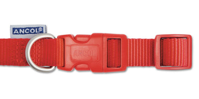 Viva Nylon Quick Fit Adj Collar Red 15mm X20-30cm Sz1-2