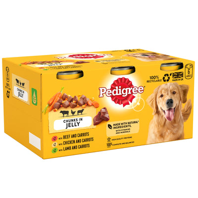 PEDIGREE Adult Wet Dog Food Tins Mixed in Jelly 6 x 400g