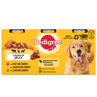 PEDIGREE Adult Wet Dog Food Tins Mixed in Jelly 6 x 400g