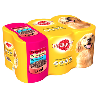 PEDIGREE Adult Wet Dog Food Tins Mixed in Loaf 6 x 400g