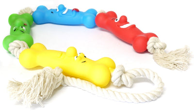Classic Vinyl Bone On A Rope Tug Toy 680mm