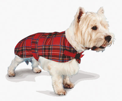 Tartan Fur Lined Coat Red 76cm
