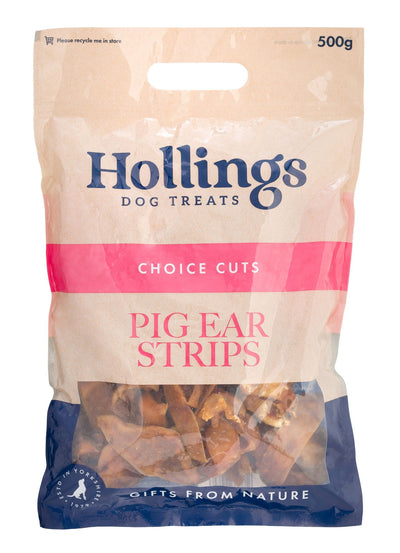 Hollings Pig Ear Strip Carrier Bag 500g