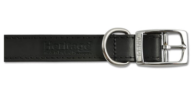 Heritage Leather Collar Black 22mm X39-48cm Sz 5