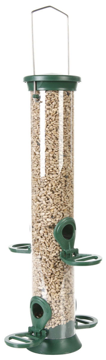 Cj Challenger Plastic Seed Feeder Green 4 Port Med 35cm