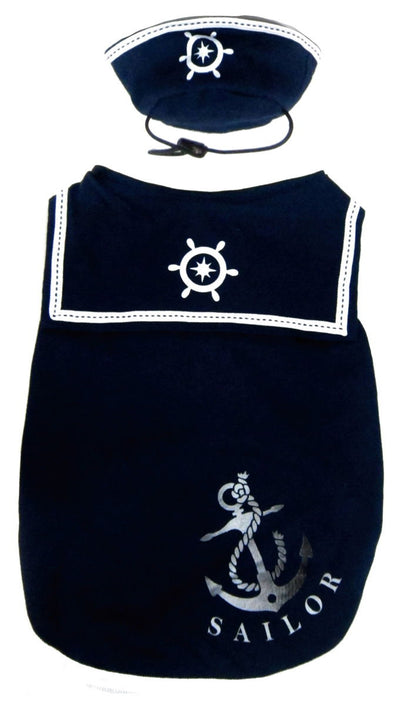 Happy Puppy Sailor Shirt With Hat Navy Blue Medium