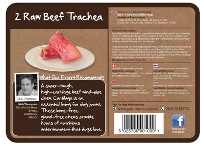 Natures Menu Dog Raw Frozen Chews Beef Trachea 2pce
