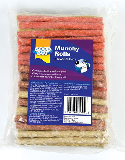 Good Boy Munchy Rolls Assorted 12cm X 9-10mm 100pack