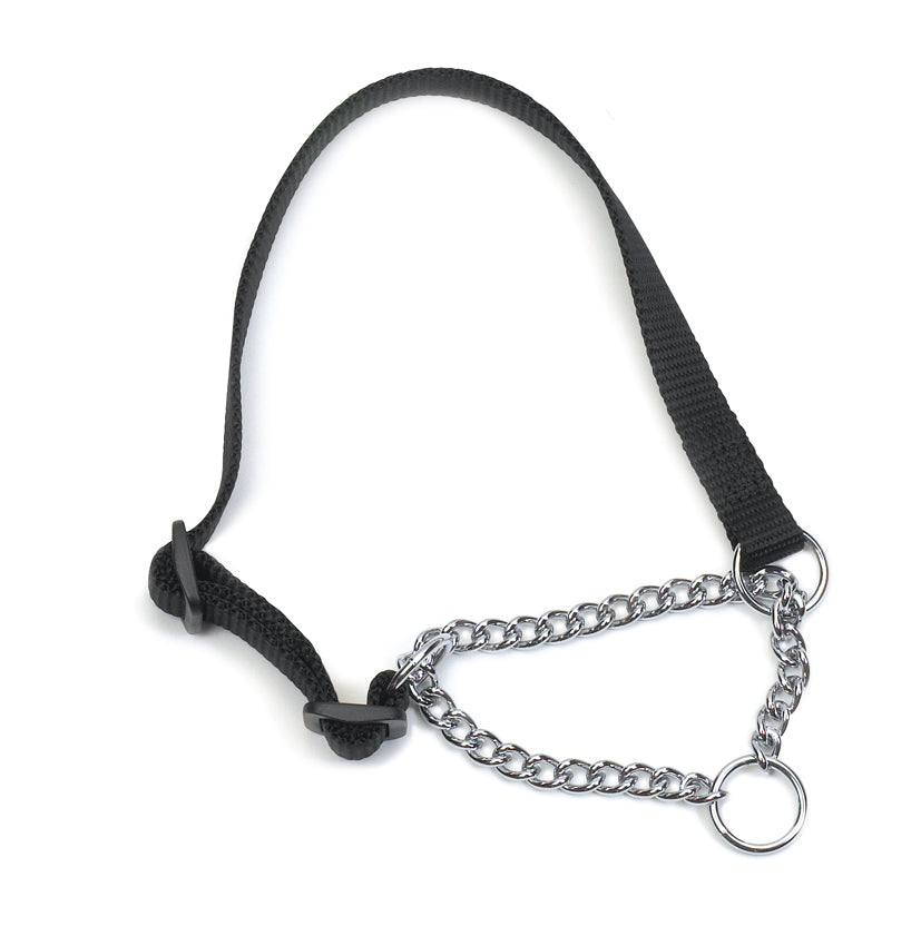 Heritage Nyl&Chain Check Collar Blk 19mmX45-60cm Sz4-7