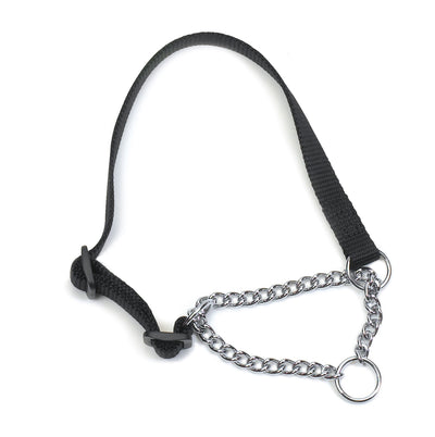 Heritage Nyl&Chain Check Collar Blk 19mmX45-60cm Sz4-7