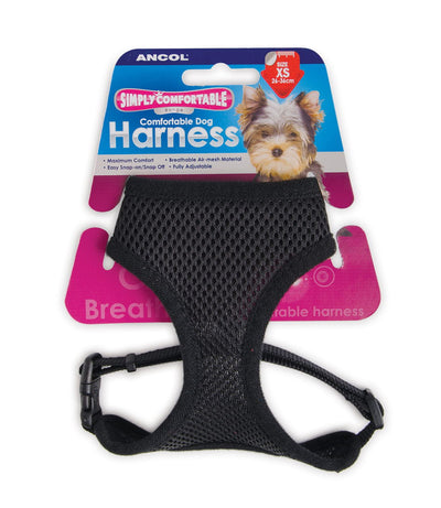 Viva Nylon Comfort Mesh Harness Black Small 34-45cm